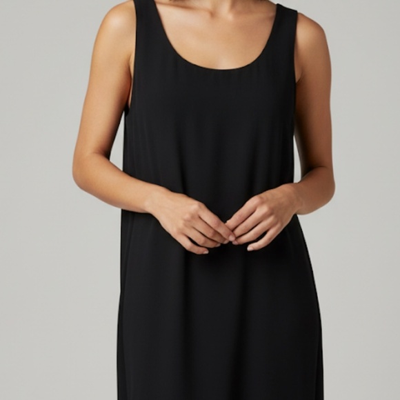 Oak + Fort Draped Sleeveless Tunic Dress – Black – 100% Polyester (Large) - Picture 8 of 10